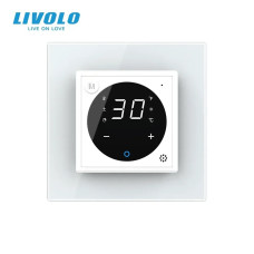 Терморегулятор (термостат) сенсорный программируемый белый LIVOLO со стекляной рамкой VL-C701TM2-11